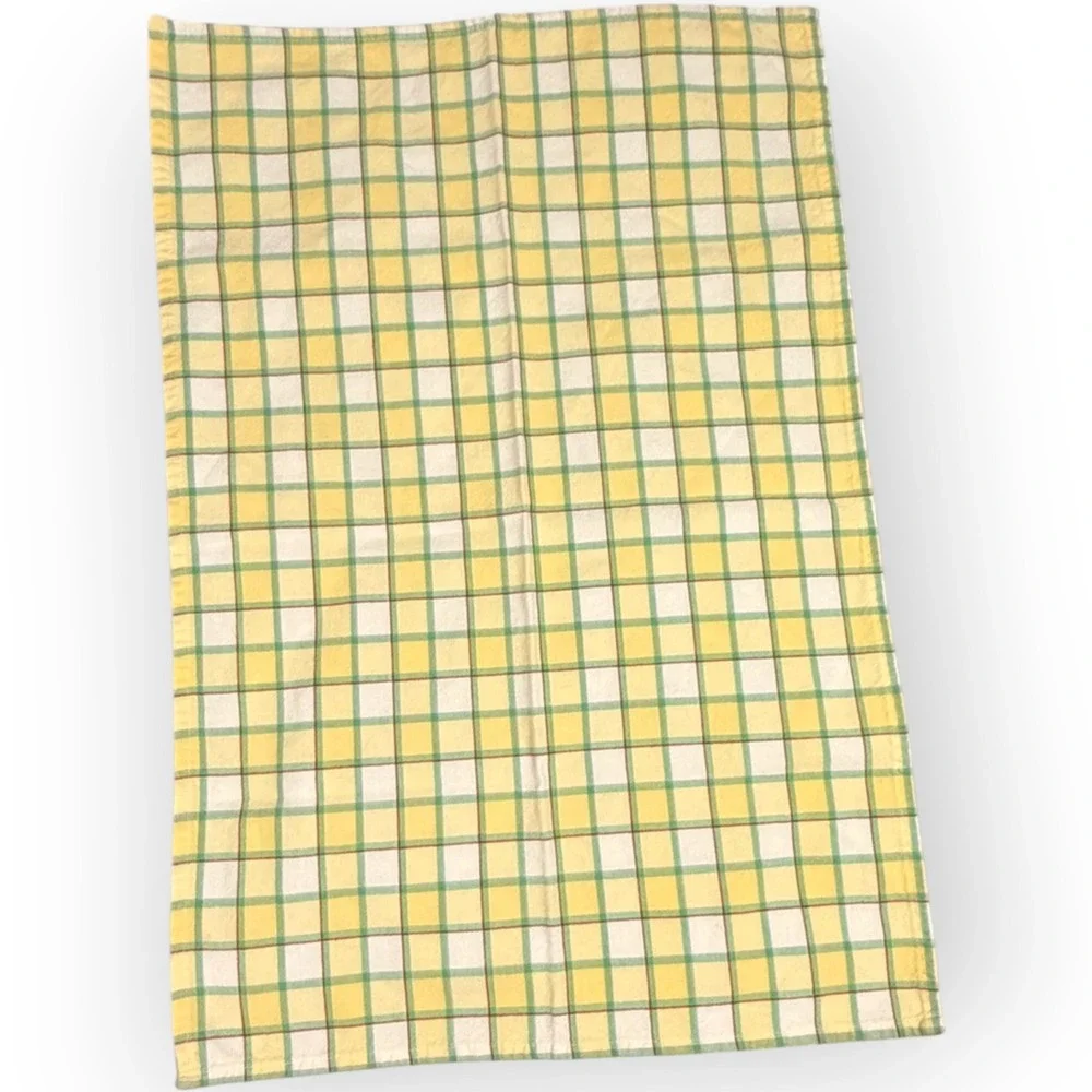 4 Park Designs Plaid Kitchen Tea Towels Yellow Green Blue Cotton Farmhouse India